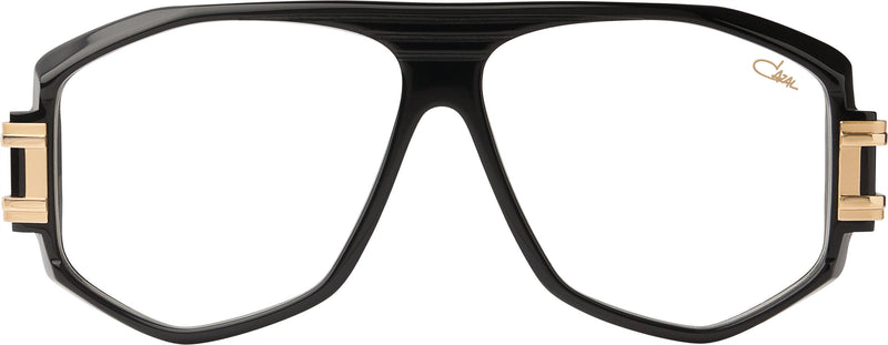 Cazal 163 Frames in shiny black with gold and black temples, clear lenses you can replace for prescription