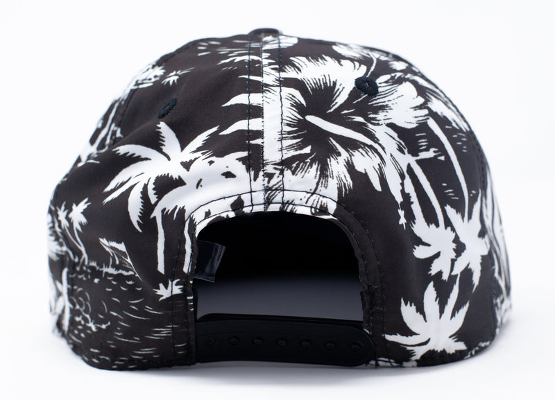 Hawaii "Black & White Palms" Full Aloha Flatbill Cap