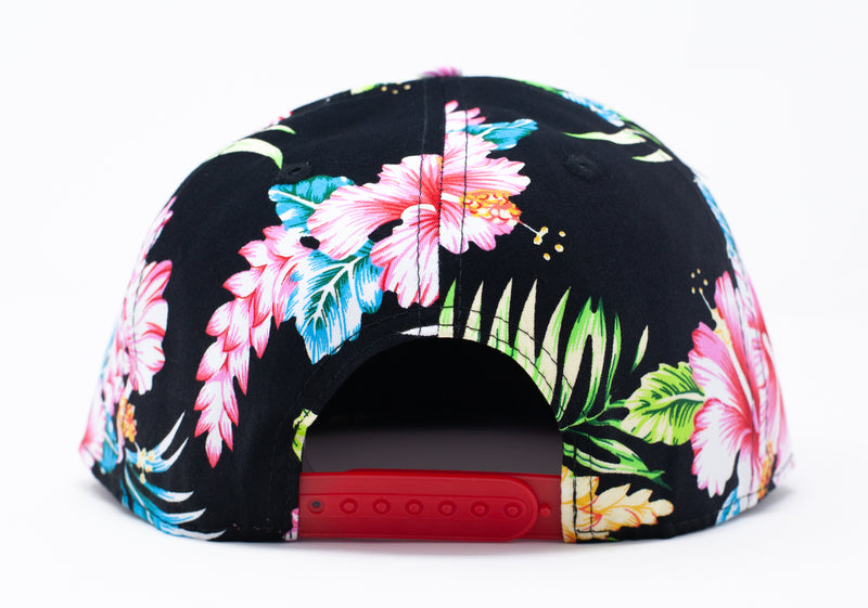 Hawaii "Black Seductive Pua" Full Floral Aloha Flatbill Cap